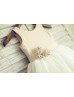 Linen Polka Dots Tulle Cupcake Flower Girl Dress